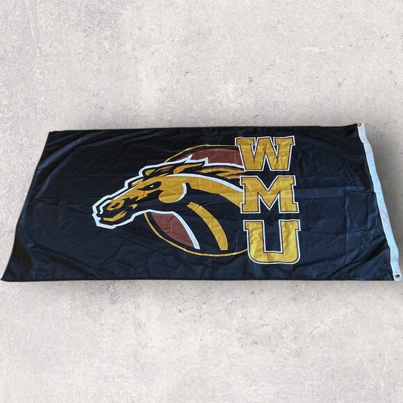 Western Michigan Broncos WMU Polyester Flag 3x5 ft Grommet Banner Team Logo - Picture 2 of 6